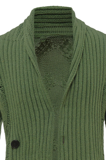 Grøn sjalskrave Langærmet Cardigan sweater til mænd