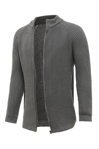 Grå sweater med fuld lynlås til mænd