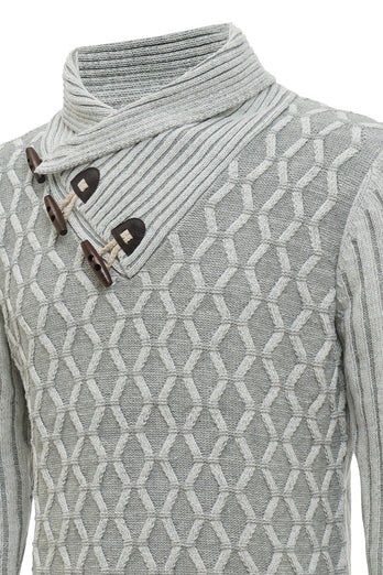 Grå stativkrave Mænds pullover sweater