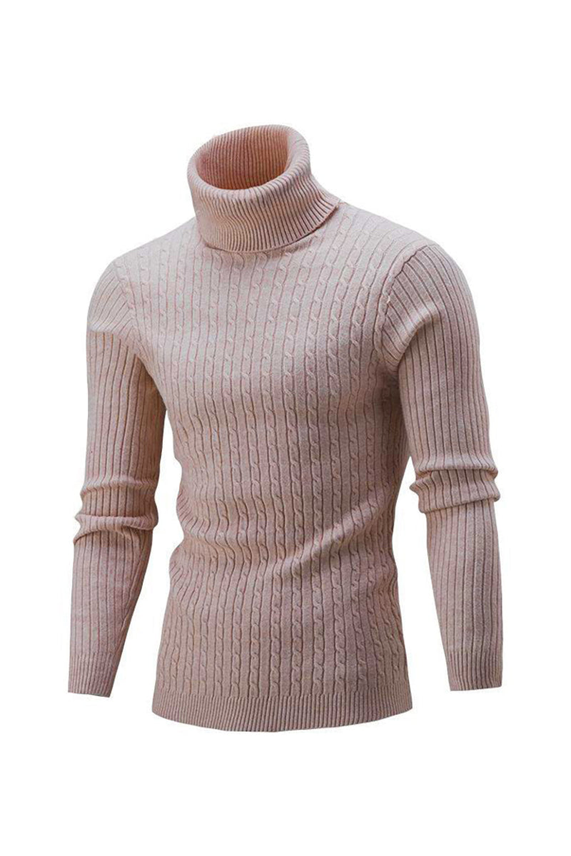 Indlæs billede til gallerivisning Navy Mænds Slim Fit Turtleneck Casual Twisted Strikkede Pullover Sweaters