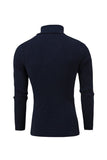 Navy Mænds Slim Fit Turtleneck Casual Twisted Strikkede Pullover Sweaters