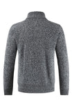 Bourgogne mænds afslappede stativkrave Cardigan lynlås kabelstrikket sweater