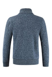 Bourgogne mænds afslappede stativkrave Cardigan lynlås kabelstrikket sweater