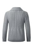 Grå mænds afslappede sjal revers cardigan knap ned kabelstrikket sweater