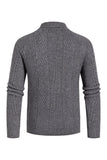 Grå mænds afslappede ståkrave pullover sweater