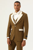 Brown Peak Lapel Single Button Mænds Prom dragter