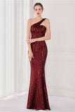 Farverig One Shoulder Sequined Havfrue Aftenkjole