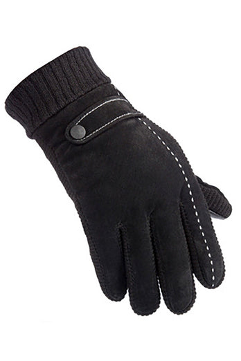 Sorte svineskind fleece handsker til mænd