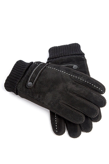 Sorte svineskind fleece handsker til mænd