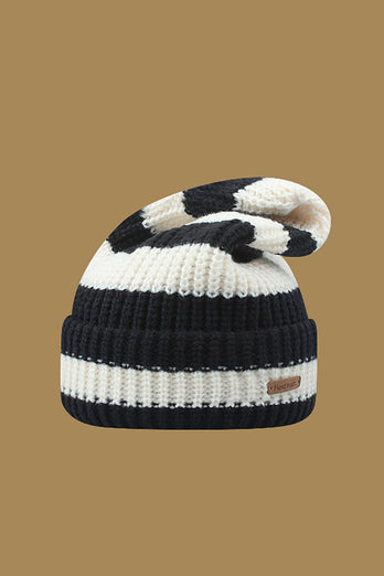Sort strikket stribet hat