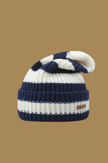 Sort strikket stribet hat