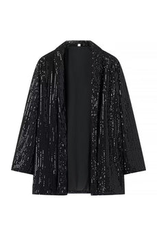 Sparkly Black Sjal Revers Pailletter 2 stk Kvinder Prom Suits