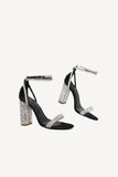 Rhinestone Chunky Heel One Buckle Sexy High Heel Sandaler