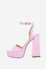 Indlæs billede til gallerivisning Chunky pink en rem højhælede sandaler