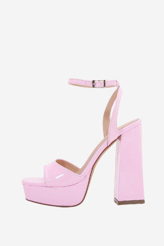 Chunky pink en rem højhælede sandaler