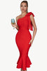 Indlæs billede til gallerivisning Rød havfrue cocktail kjole med sløjfeknude