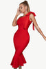 Indlæs billede til gallerivisning Rød havfrue cocktail kjole med sløjfeknude