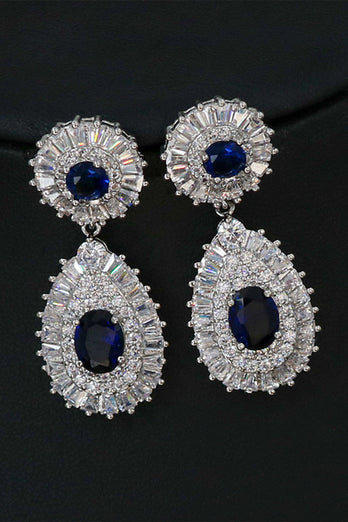 Royal Blue Crystal halskæde øreringe sæt
