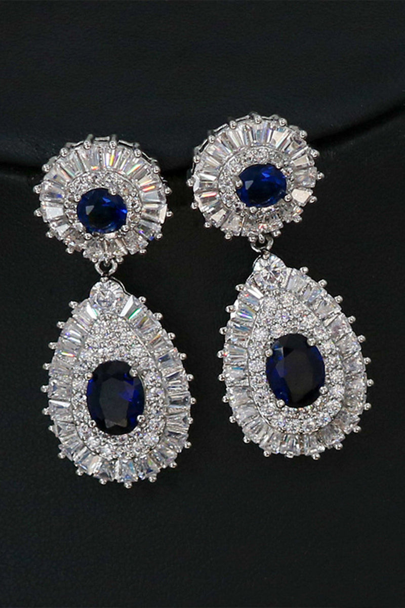 Indlæs billede til gallerivisning Royal Blue Crystal halskæde øreringe sæt