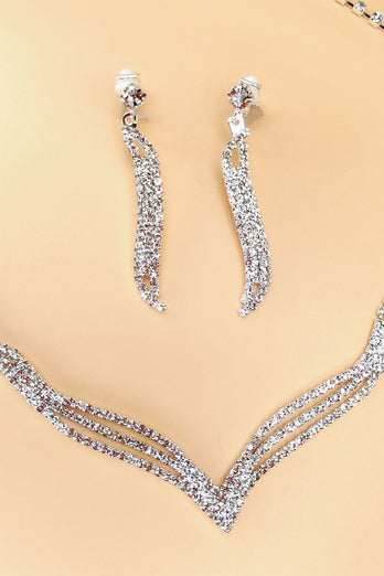 Sølv Krystal halskæde øreringe smykker Sæt