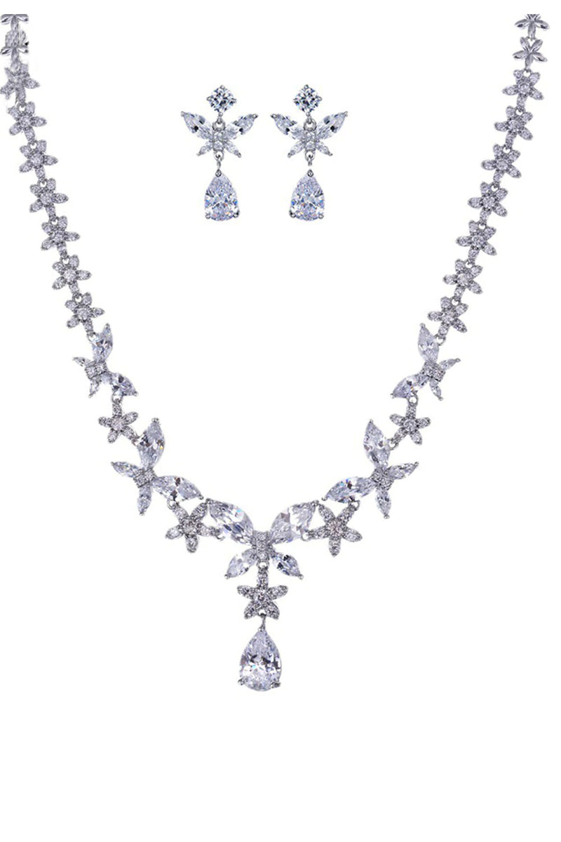 Indlæs billede til gallerivisning Royal Blue Butterfly Crystal Drop øreringe halskæde smykker Sæt