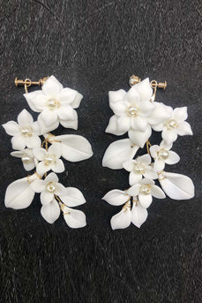 Hvide blomst drop øreringe