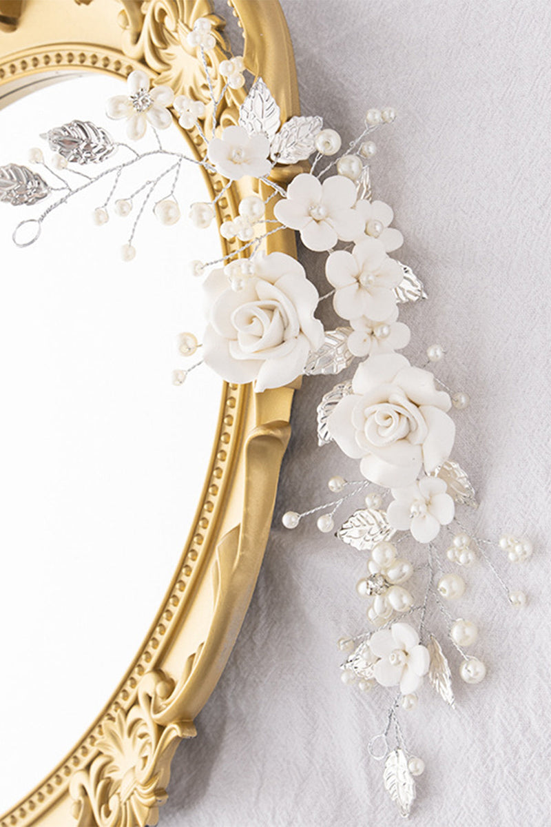 Indlæs billede til gallerivisning Hvide blomster Perle pandebånd