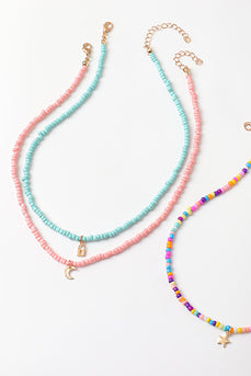 Tre-farve Boho stil halskæde