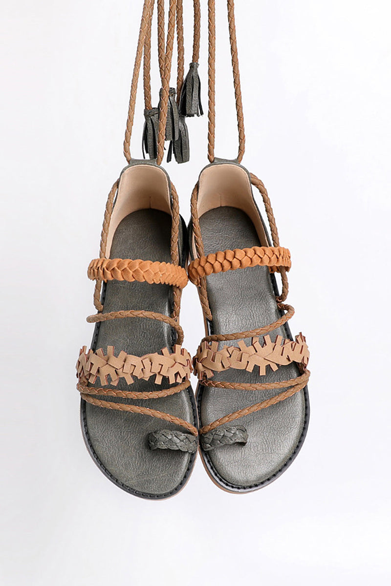 Indlæs billede til gallerivisning Army Green Casual Strappy Sandaler