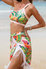 Indlæs billede til gallerivisning Orange 3-delt trykt bikinisæt med kvast strandkjole