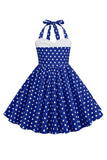 Red Halter Polka Dots 50'er piger kjole