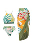 Indlæs billede til gallerivisning Todelt grønt trykt bikinisæt med strandnederdel