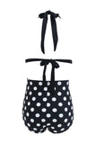 Sort Polka Dots Halter Badetøj