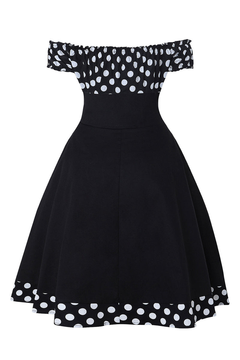 Indlæs billede til gallerivisning Fra skulderen Polka Dots 1950&#39;erne kjole