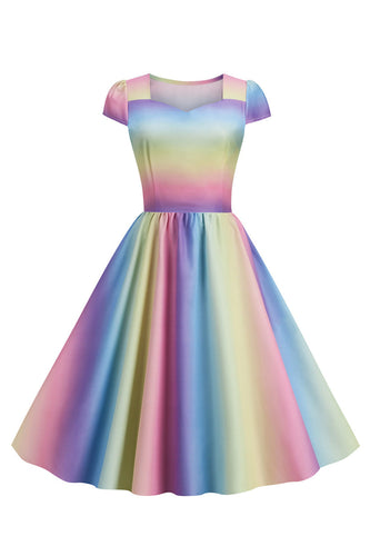 Farverig A Line vintage kjole fra 1950'erne