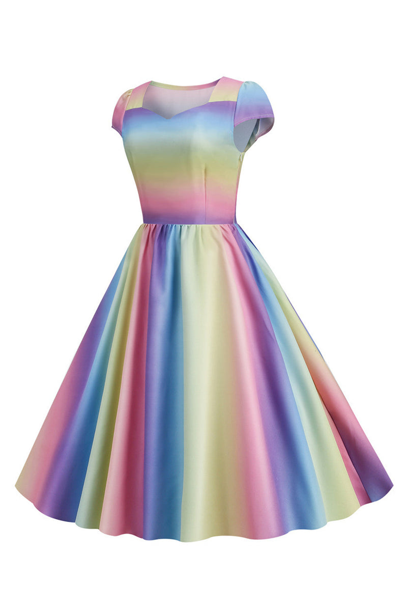 Indlæs billede til gallerivisning Farverig A Line vintage kjole fra 1950&#39;erne