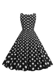 Sort Polka Dots Vintage 1950'erne Kjole