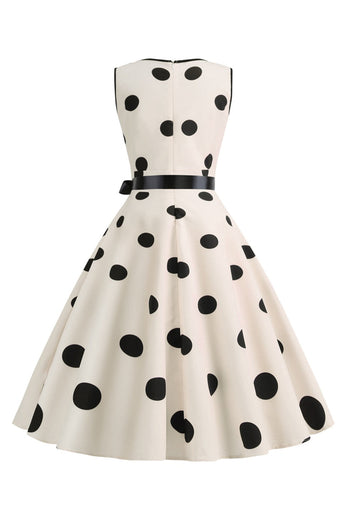 Lyseblå Polka Dots Vintage 1950'erne kjole