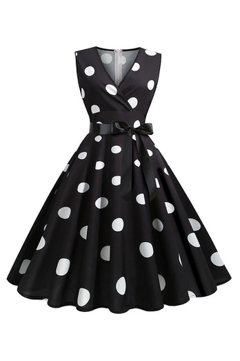 Lyseblå Polka Dots Vintage 1950'erne kjole