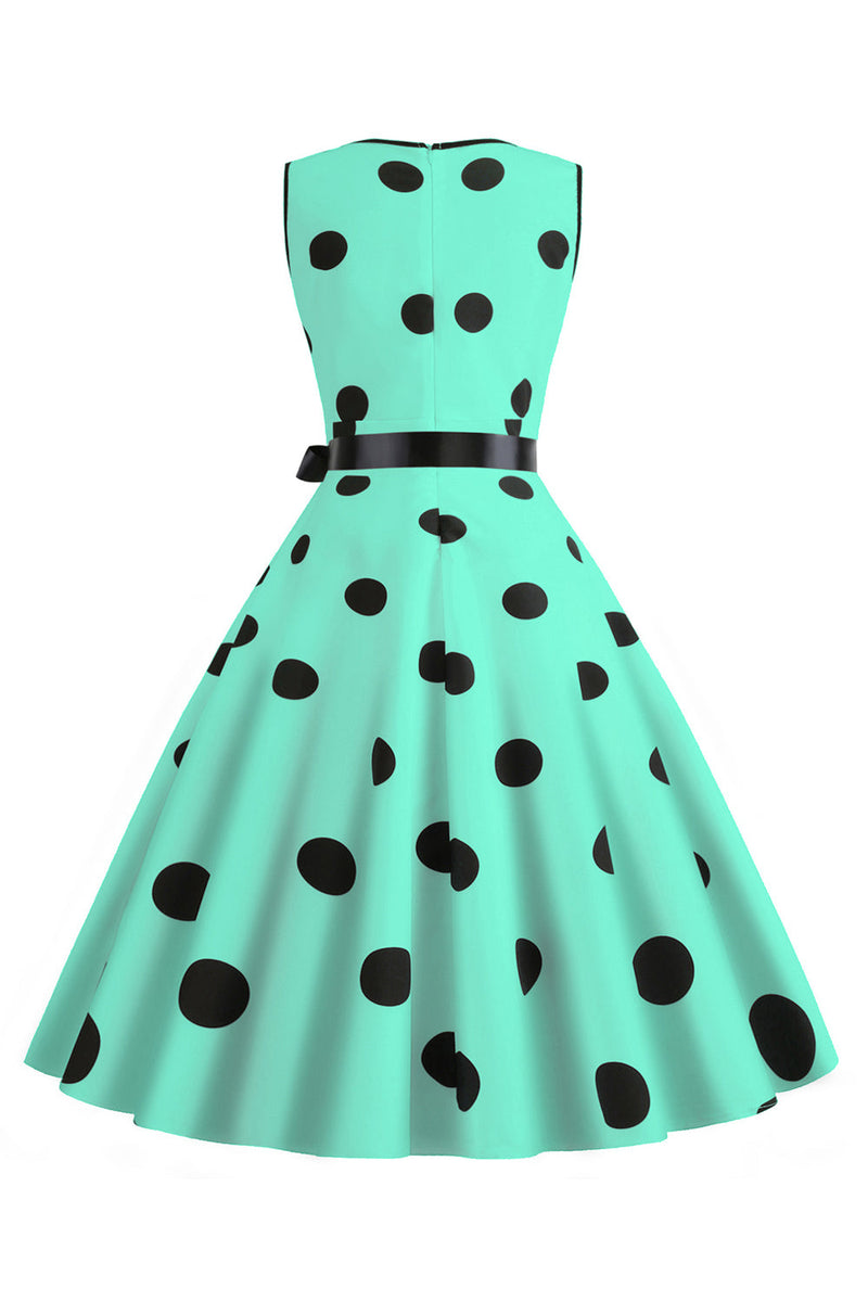 Indlæs billede til gallerivisning Lyseblå Polka Dots Vintage 1950&#39;erne kjole