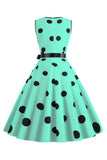 Lyseblå Polka Dots Vintage 1950'erne kjole