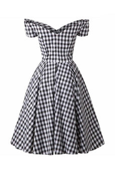 Sort Gingham vintage kjole fra 1950'erne