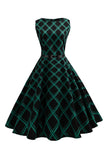 Swing Green Plaid kjole fra 1950'erne