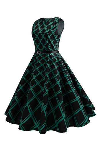 Swing Green Plaid kjole fra 1950'erne