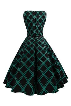 Swing Green Plaid kjole fra 1950'erne