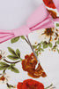 Indlæs billede til gallerivisning Blå blomst Spaghetti stropper 1950&#39;erne kjole med sløjfe