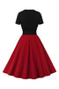 Indlæs billede til gallerivisning Retro stil firkantet hals bordeaux 1950&#39;erne kjole