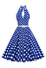 Indlæs billede til gallerivisning Hepburn stil halter hals polka prikker rød 1950&#39;erne kjole