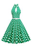 Indlæs billede til gallerivisning Hepburn stil halter hals polka prikker rød 1950&#39;erne kjole