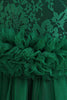 Indlæs billede til gallerivisning Ærmeløs grøn tyl A Line pigekjole med blonder